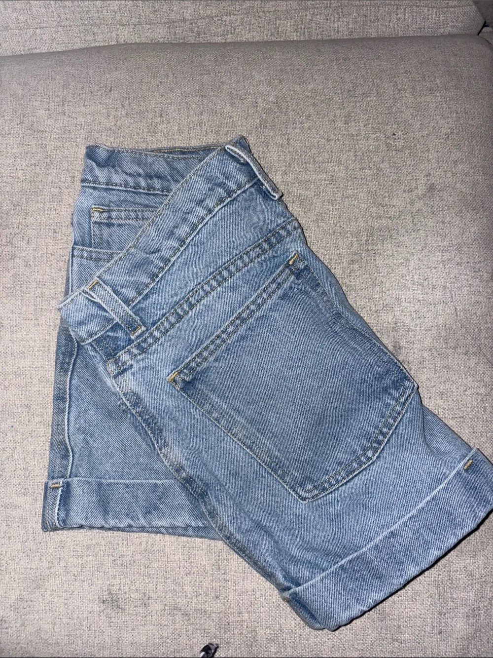 American Apparel Light Wash Denim High-Rise Shorts